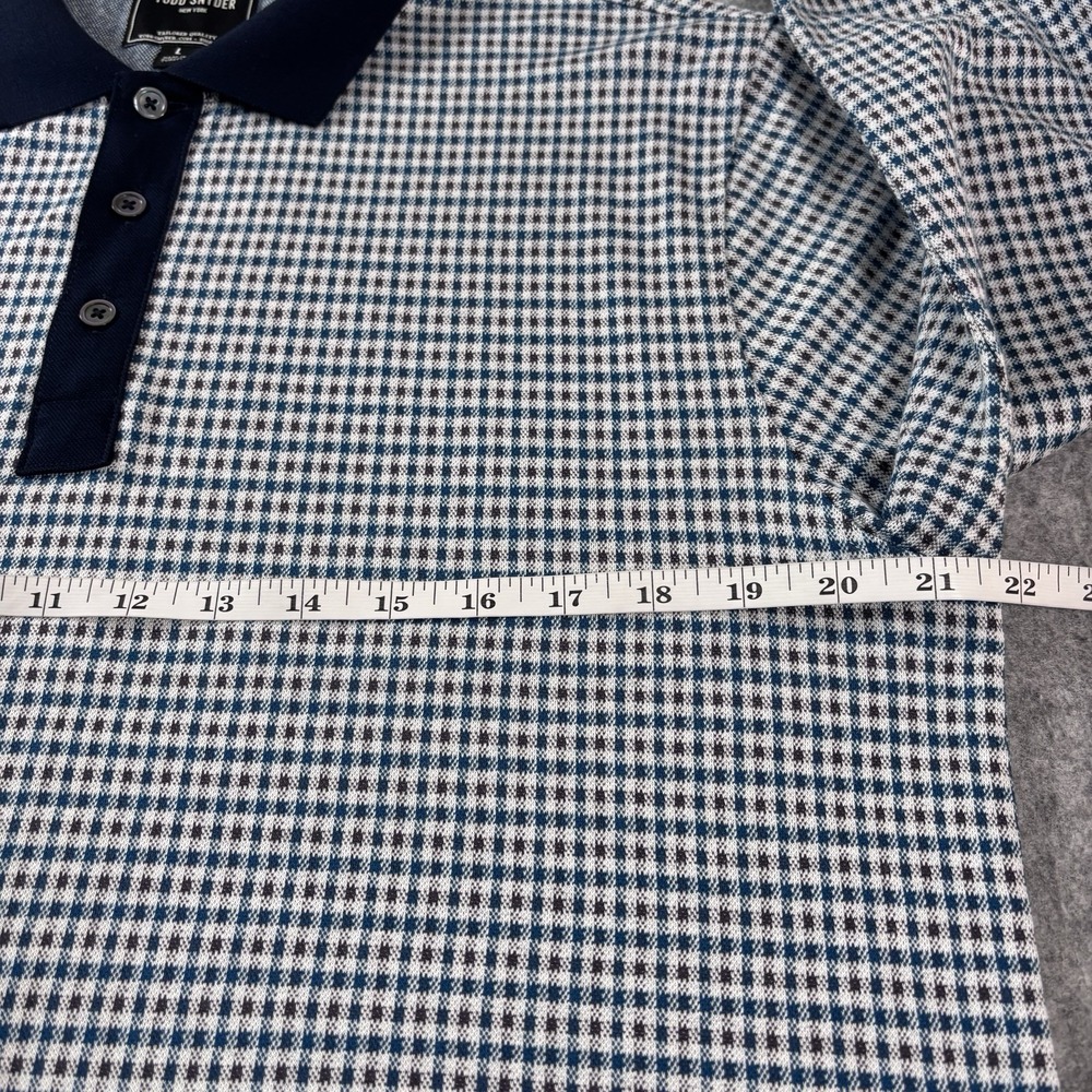 Todd Snyder Long Sleeve Sweater Polo Knit Shirt Men's Size L Micro Check Cotton - Picture 6 of 8